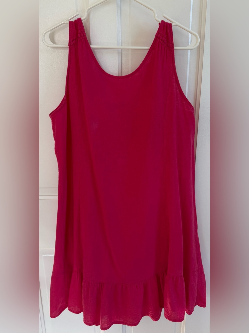 Terzo Millennio Italian Linen Blend Tunic Dress Pink Ruffle Hem L